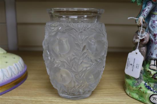 A Lalique Bagatelle Sparrow vase, height 17cm